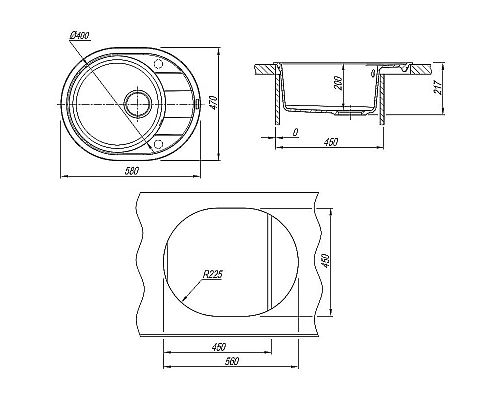 Купить Кухонная мойка Florentina Родос-580 20.240.B0580.302 Антрацит в магазине сантехники Santeh-Crystal.ru