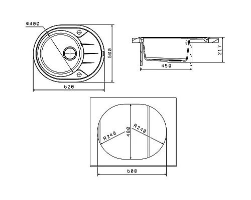 Приобрести Кухонная мойка Florentina Родос-620 20.245.B0620.302 Антрацит в магазине сантехники Santeh-Crystal.ru