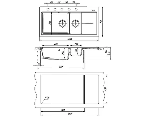 Заказать Кухонная мойка Florentina Россана-1000 20.335.E1000.305 Грей в магазине сантехники Santeh-Crystal.ru