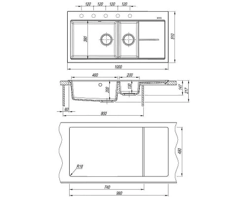 Заказать Кухонная мойка Florentina Россана-1000 20.335.E1000.104 Бежевая в магазине сантехники Santeh-Crystal.ru