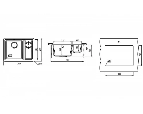Приобрести Кухонная мойка Florentina Вега-335/160 22.325.D0510.202 Шампань в магазине сантехники Santeh-Crystal.ru