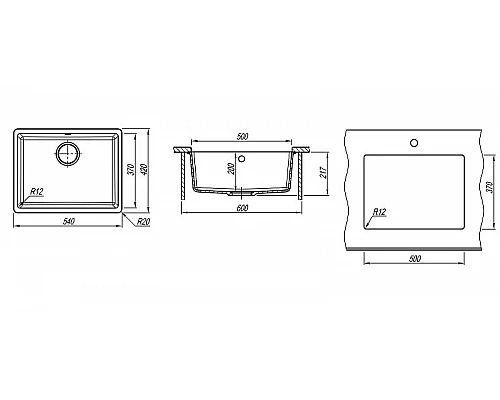 Купить Кухонная мойка Florentina Вега-500 22.320.D0500.305 Грей в магазине сантехники Santeh-Crystal.ru
