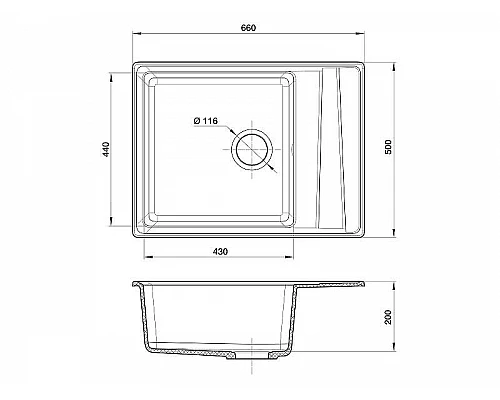 Заказать Кухонная мойка GranFest Level GF-LV-660L Серая в магазине сантехники Santeh-Crystal.ru