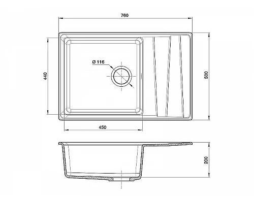 Купить Кухонная мойка GranFest Level GF-LV-760L Топаз в магазине сантехники Santeh-Crystal.ru
