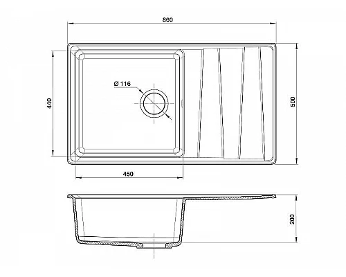 Купить Кухонная мойка GranFest Level GF-LV-860L Графит в магазине сантехники Santeh-Crystal.ru