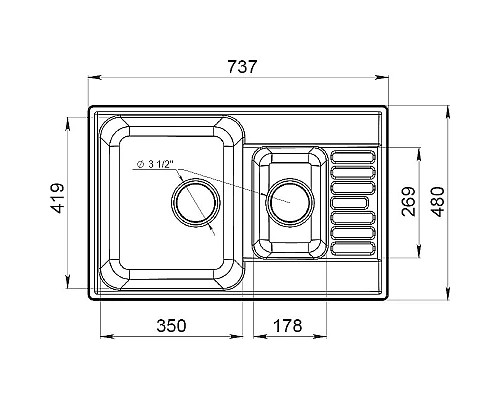 Приобрести Кухонная мойка GranFest Quarz GF-Z21K Черная в магазине сантехники Santeh-Crystal.ru