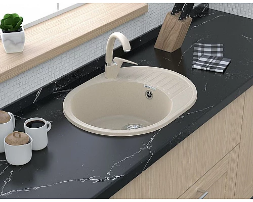 Приобрести Кухонная мойка GranFest Quarz GF-Z58 Бежевая в магазине сантехники Santeh-Crystal.ru