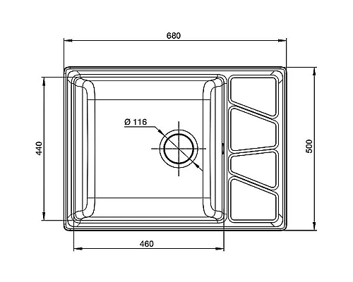 Приобрести Кухонная мойка GranFest Vertex GF-V-680L Графит в магазине сантехники Santeh-Crystal.ru