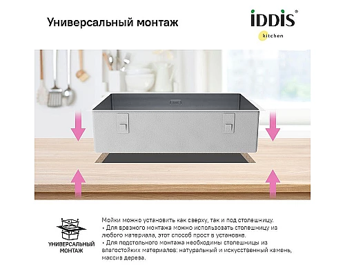 Приобрести Кухонная мойка Iddis Edifice 74 EDI74S0i77 Сатин в магазине сантехники Santeh-Crystal.ru