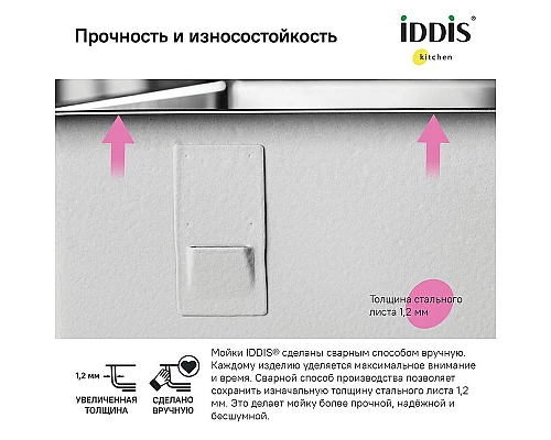 Приобрести Кухонная мойка Iddis Edifice 74 EDI74S0i77 Сатин в магазине сантехники Santeh-Crystal.ru