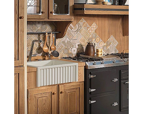 Приобрести Кухонная мойка Kerasan Hannah Hampshire 60 546001 Белая в магазине сантехники Santeh-Crystal.ru