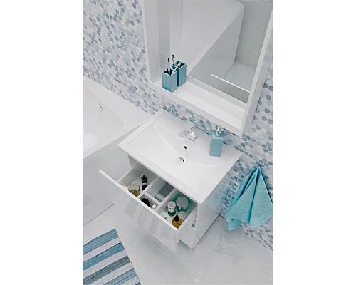 Приобрести Зеркало 1MarKa Aris 60 У83226 с подсветкой Белое глянцевое в магазине сантехники Santeh-Crystal.ru