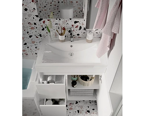 Приобрести Тумба под раковину 1MarKa Cube 75Н У79532 Белый глянец в магазине сантехники Santeh-Crystal.ru