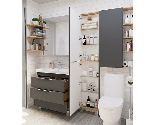 Заказать Шкаф пенал 1MarKa Gaula 40Н У92552 Графит матовый в магазине сантехники Santeh-Crystal.ru