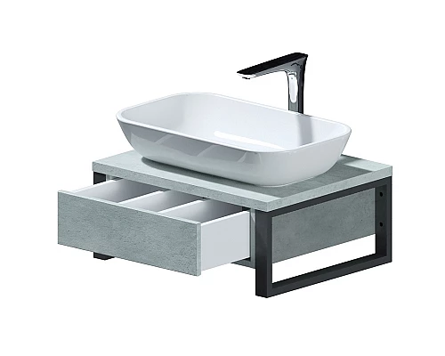 Приобрести Тумба под раковину 1MarKa Grunge Loft 60П Ц0000001582 подвесная Бетон светлый в магазине сантехники Santeh-Crystal.ru