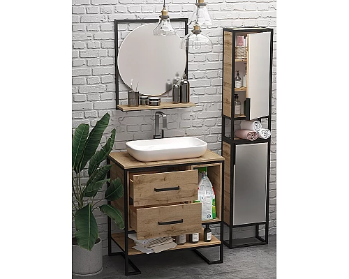 Купить Зеркало 1MarKa Grunge Loft 60П Ц0000007991 Дуб Вотан в магазине сантехники Santeh-Crystal.ru