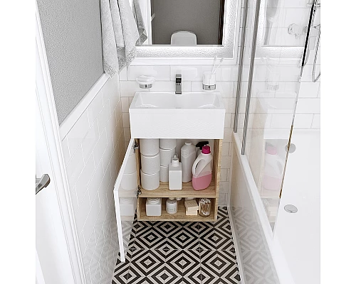 Заказать Тумба с раковиной 1MarKa July 50Н У85933 Дуб сонома Белая в магазине сантехники Santeh-Crystal.ru