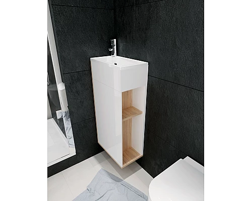 Приобрести Тумба с раковиной 1MarKa Laura 40Н L У85930 Дуб сонома Белый в магазине сантехники Santeh-Crystal.ru