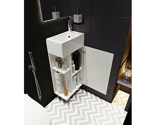 Приобрести Тумба с раковиной 1MarKa Laura 40Н R У85928 Белый глянец в магазине сантехники Santeh-Crystal.ru