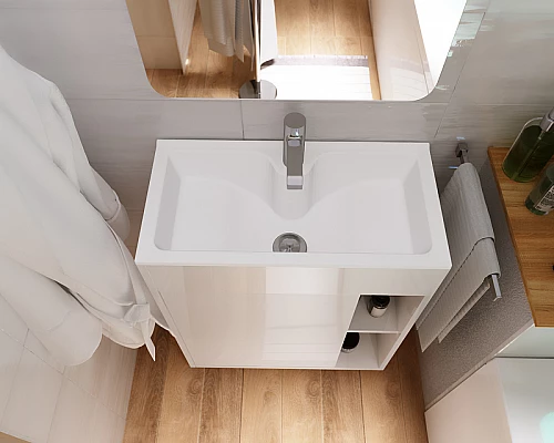 Приобрести Тумба с раковиной 1MarKa Lido 60Н У83298 Белый глянец в магазине сантехники Santeh-Crystal.ru