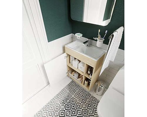 Купить Тумба с раковиной 1MarKa Lido 60Н У83300 Дуб сонома Белый в магазине сантехники Santeh-Crystal.ru