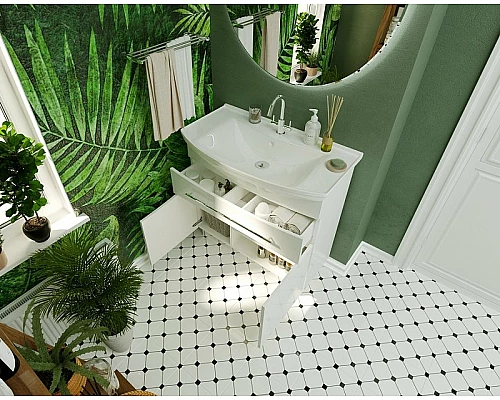 Купить Тумба под раковину 1MarKa Lina New 85Н У94493 Белый глянец в магазине сантехники Santeh-Crystal.ru