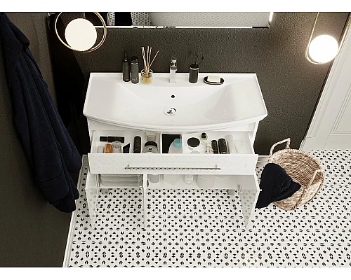 Купить Тумба под раковину 1MarKa Lina Classic New 105Н У94491 Белый глянец в магазине сантехники Santeh-Crystal.ru