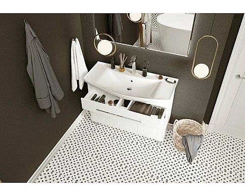 Купить Тумба под раковину 1MarKa Lina Classic New 105Н У94491 Белый глянец в магазине сантехники Santeh-Crystal.ru