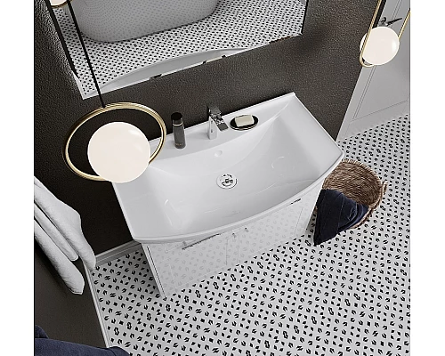 Приобрести Тумба под раковину 1MarKa Lina Classic New 85Н У94494 Белый глянец в магазине сантехники Santeh-Crystal.ru