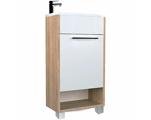 Приобрести Тумба с раковиной 1MarKa Lira 40Н L У85922 Дуб сонома Белый глянец в магазине сантехники Santeh-Crystal.ru
