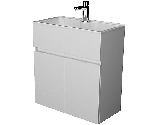 Купить Тумба с раковиной 1MarKa Mira 60 У75328 подвесная Белая глянцевая в магазине сантехники Santeh-Crystal.ru