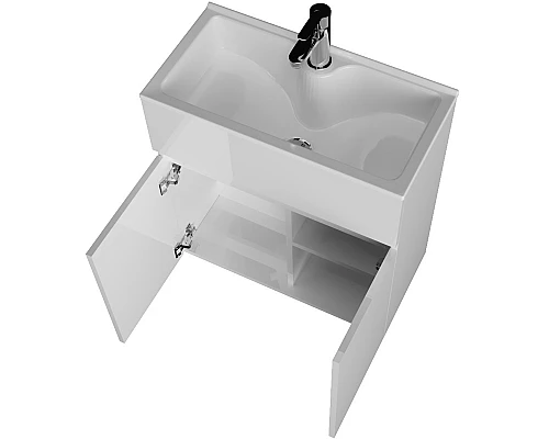 Купить Тумба с раковиной 1MarKa Mira 60 У75328 подвесная Белая глянцевая в магазине сантехники Santeh-Crystal.ru