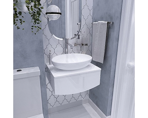 Приобрести Тумба под раковину 1MarKa Nega 60П Ц0000002812 подвесная Белый глянец в магазине сантехники Santeh-Crystal.ru