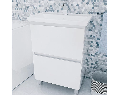 Купить Тумба под раковину 1MarKa New Aris 60Н Ц0000019917 Белый глянец в магазине сантехники Santeh-Crystal.ru