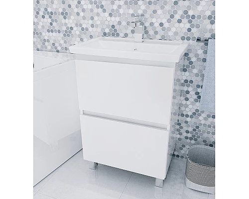 Купить Тумба под раковину 1MarKa New Aris 60Н Ц0000019917 Белый глянец в магазине сантехники Santeh-Crystal.ru