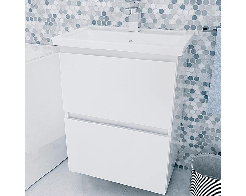 Приобрести Тумба под раковину 1MarKa New Aris 60П Ц0000011988 подвесная Белый глянец в магазине сантехники Santeh-Crystal.ru