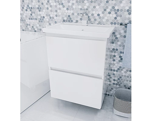 Приобрести Тумба под раковину 1MarKa New Aris 60П Ц0000011988 подвесная Белый глянец в магазине сантехники Santeh-Crystal.ru