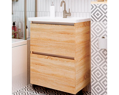 Заказать Тумба под раковину 1MarKa New Aris 60П Ц0000014411 подвесная Дуб Сонома в магазине сантехники Santeh-Crystal.ru