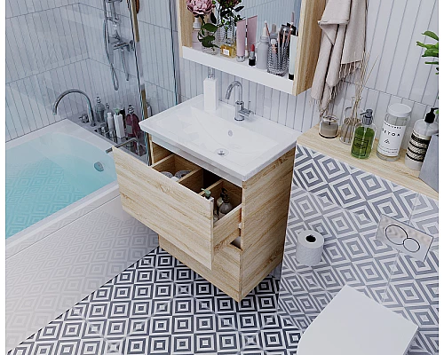 Приобрести Тумба под раковину 1MarKa New Aris 70П Ц0000019922 подвесная Дуб Сонома в магазине сантехники Santeh-Crystal.ru