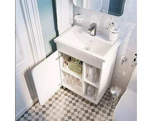 Приобрести Тумба под раковину 1MarKa Nuvo 60 У76055 Белая глянцевая в магазине сантехники Santeh-Crystal.ru