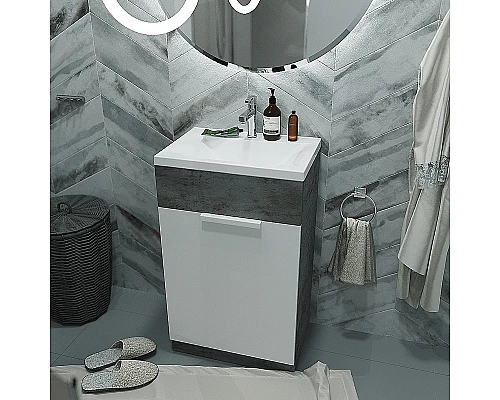 Заказать Тумба с раковиной 1MarKa Revo 50H У99086 Бетон темно-серый в магазине сантехники Santeh-Crystal.ru