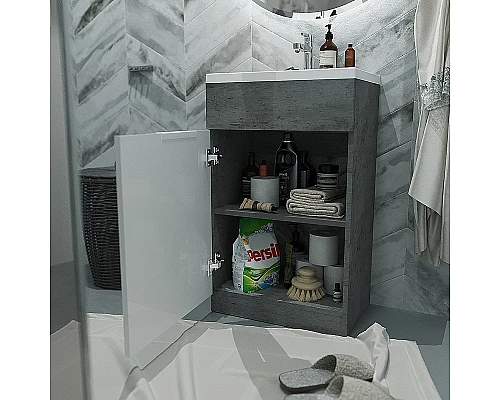 Заказать Тумба с раковиной 1MarKa Revo 50H У99086 Бетон темно-серый в магазине сантехники Santeh-Crystal.ru