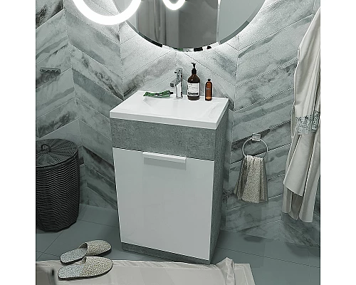 Купить Тумба с раковиной 1MarKa Revo 50H У99085 Бетон светло-серый в магазине сантехники Santeh-Crystal.ru