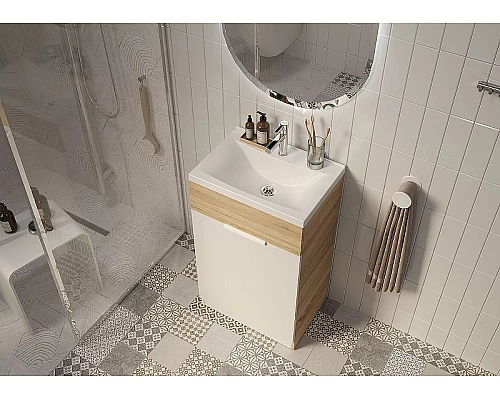 Купить Тумба с раковиной 1MarKa Revo 50H Ц0000005037 Дуб Сонома в магазине сантехники Santeh-Crystal.ru