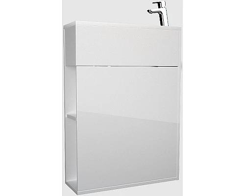 Приобрести Тумба с раковиной 1MarKa Stretto 50П У94716 подвесная Белый глянец в магазине сантехники Santeh-Crystal.ru