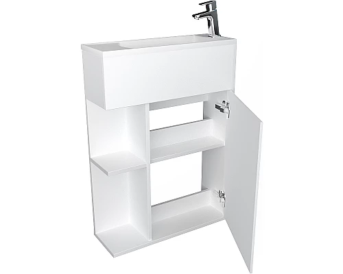 Приобрести Тумба с раковиной 1MarKa Stretto 50П У94716 подвесная Белый глянец в магазине сантехники Santeh-Crystal.ru