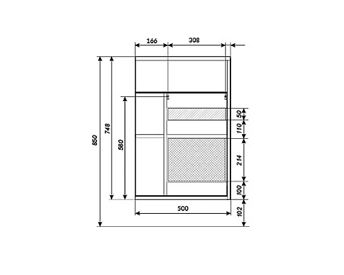 Приобрести Тумба с раковиной 1MarKa Stretto 50П У94716 подвесная Белый глянец в магазине сантехники Santeh-Crystal.ru