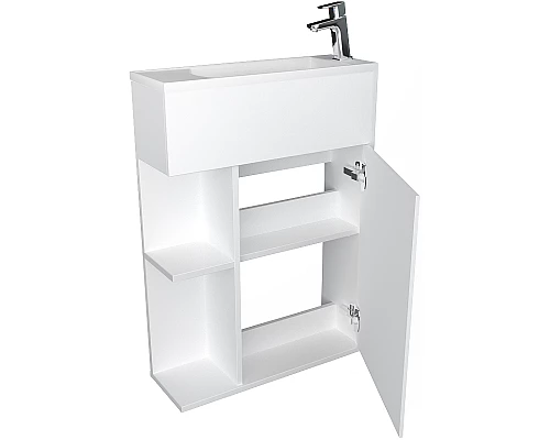 Купить Тумба с раковиной 1MarKa Stretto 60П У94717 подвесная Белый глянец в магазине сантехники Santeh-Crystal.ru