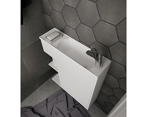 Купить Тумба с раковиной 1MarKa Stretto 60П У94717 подвесная Белый глянец в магазине сантехники Santeh-Crystal.ru