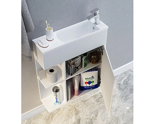 Купить Тумба с раковиной 1MarKa Stretto 60П У94717 подвесная Белый глянец в магазине сантехники Santeh-Crystal.ru